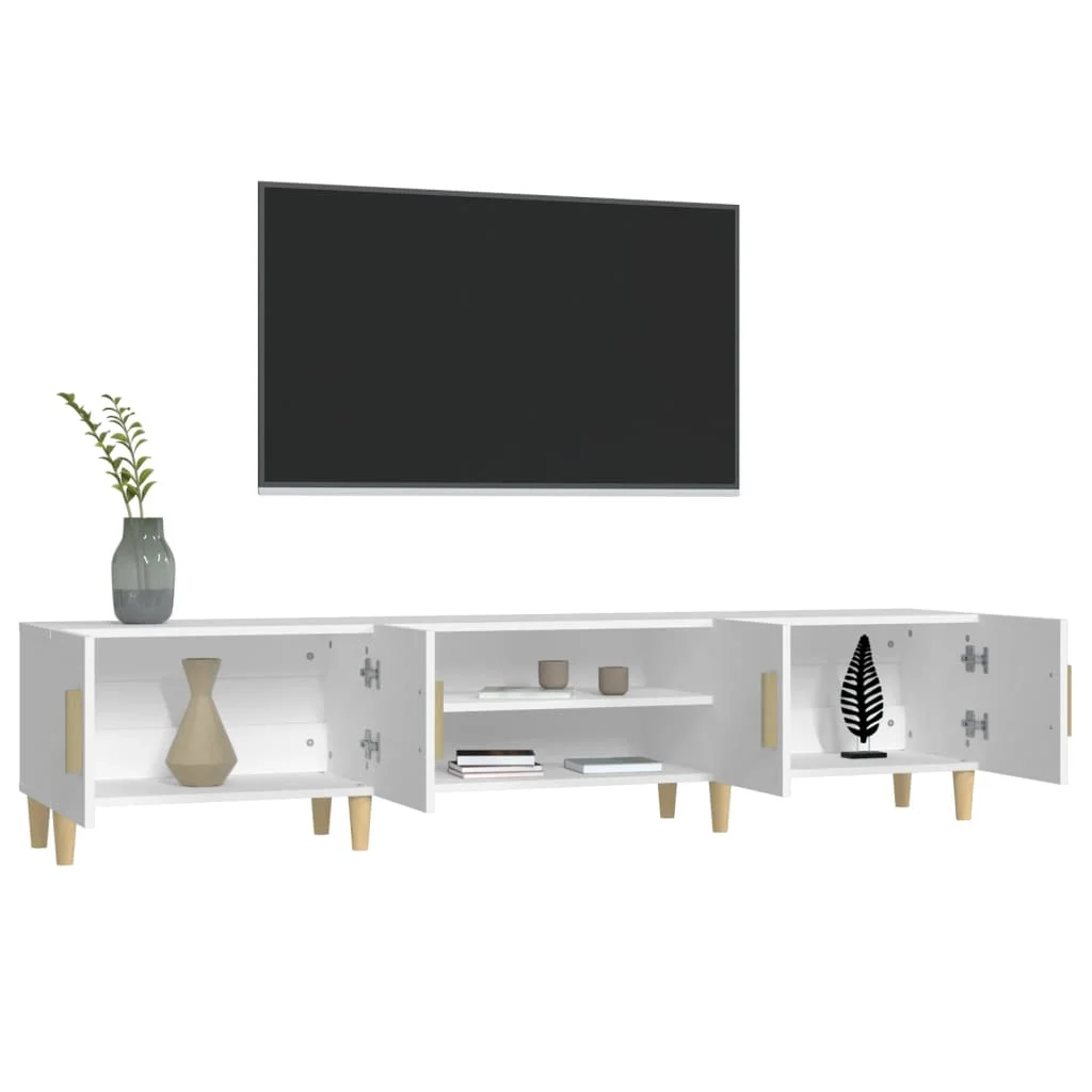Fehér, rétegelt fa TV-szekrény 180 x 31,5 x 40 cm