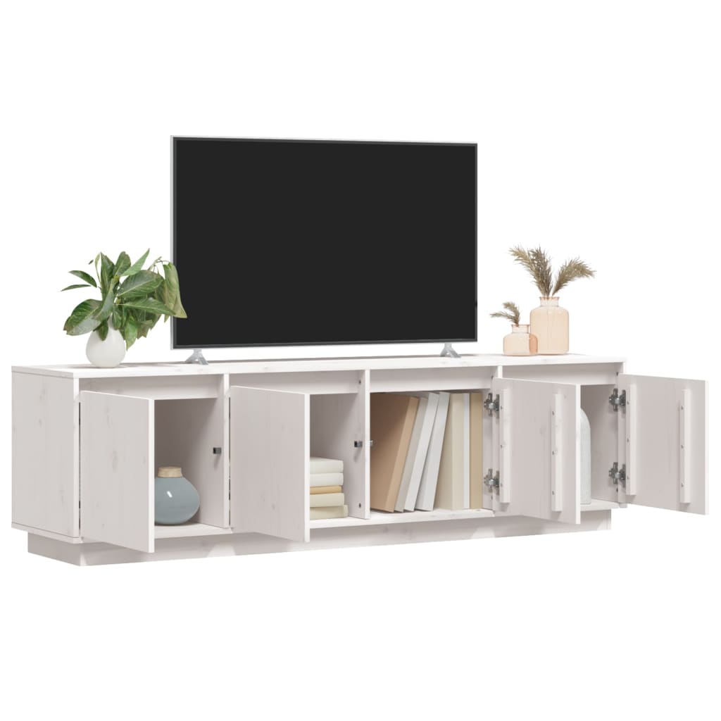 Fehér tömör fenyőfa TV-szekrény 156 x 37 x 45 cm