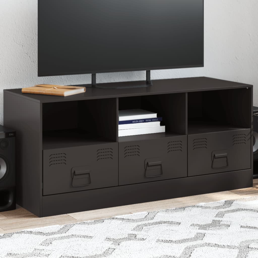 Fekete acél TV-szekrény 99 x 39 x 44 cm