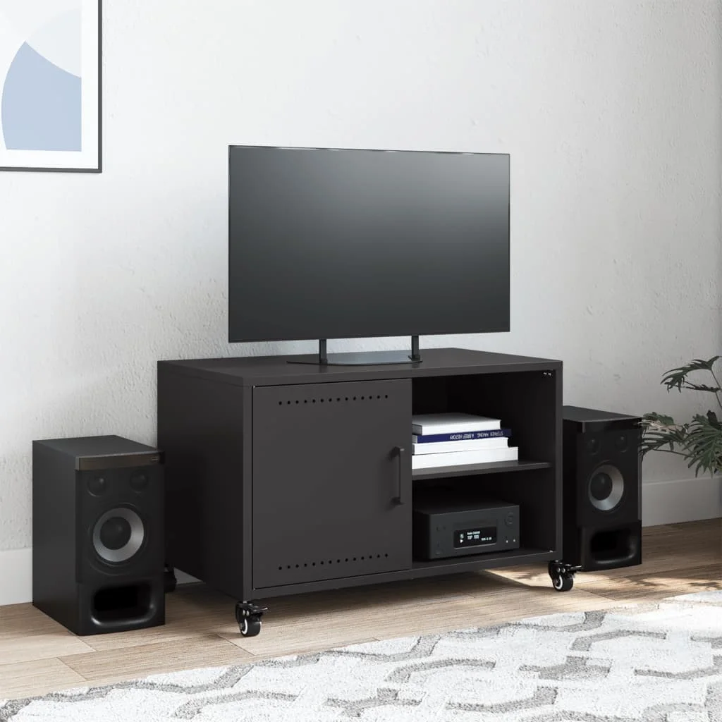 Fekete acél TV-szekrény 68 x 39 x 43,5 cm