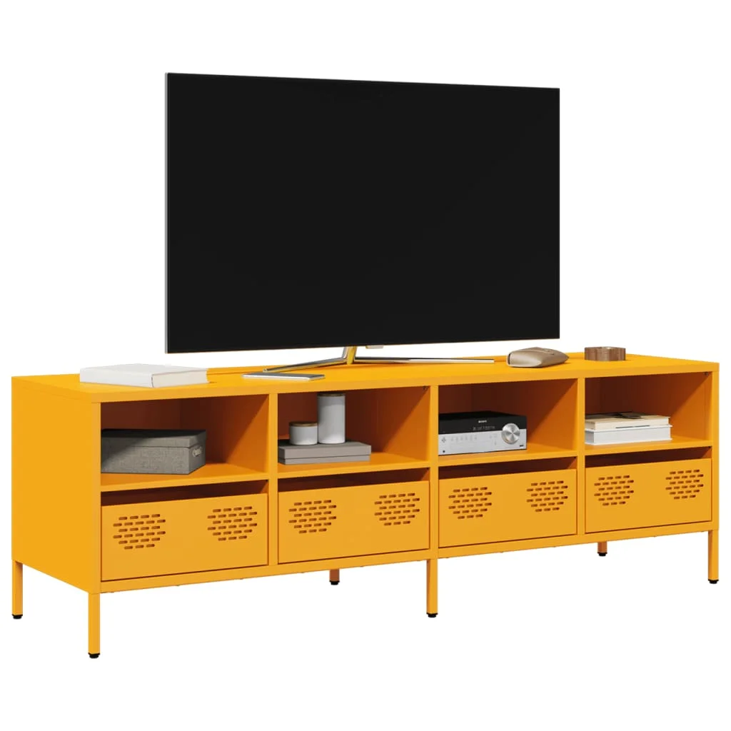 Mustársárga hidegen hengerelt acél TV-szekrény 135x39x43,5 cm