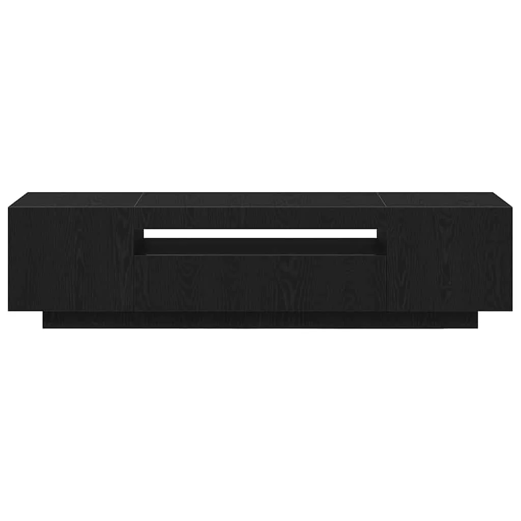 TV szekrény LED fényekkel, fekete tölgy, 160x35x40 cm, műgyanta