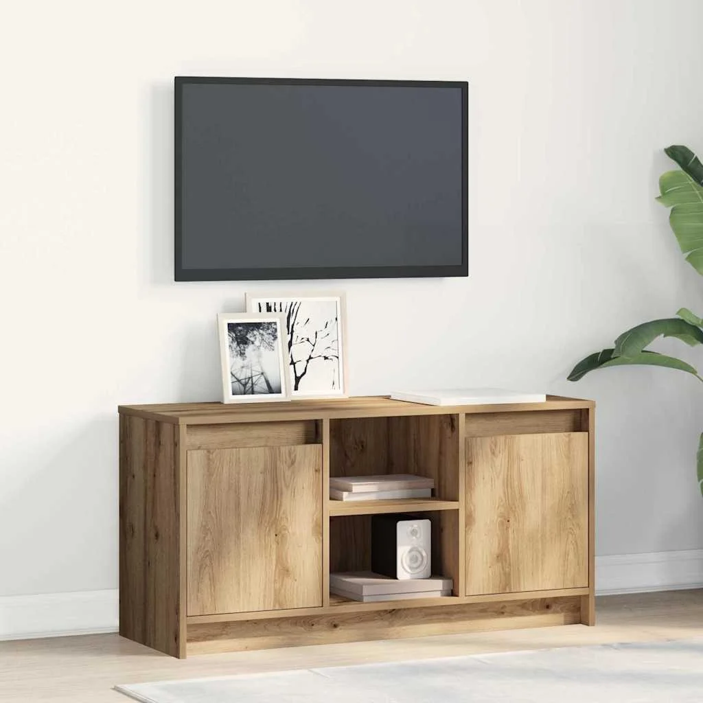 TV szekrény LED -es lámpákkal Barna 100 x 34 x 50 cm Faanyag