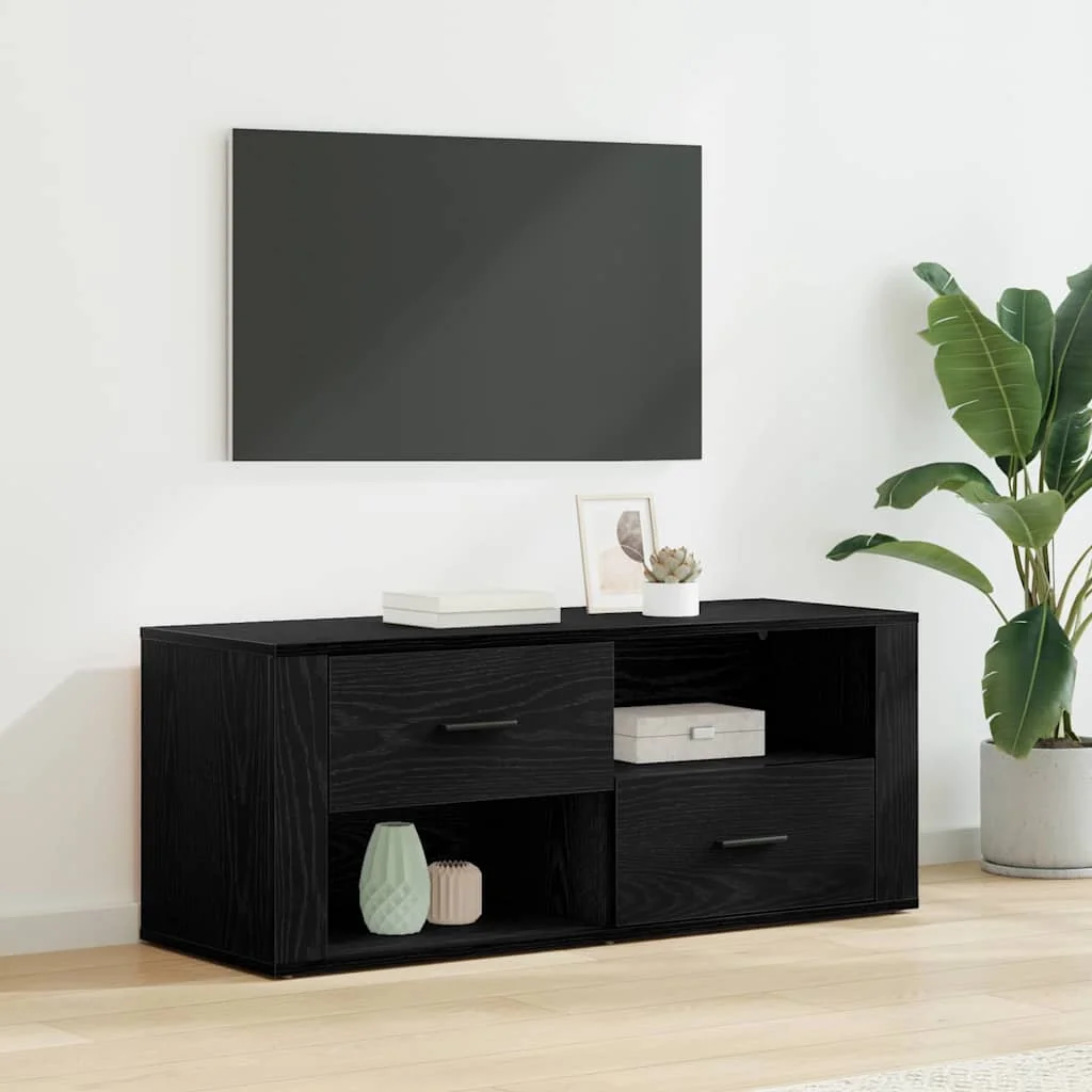 TV szekrény fiókkal Fekete tölgy 100 x 35 x 40 cm Faanyag