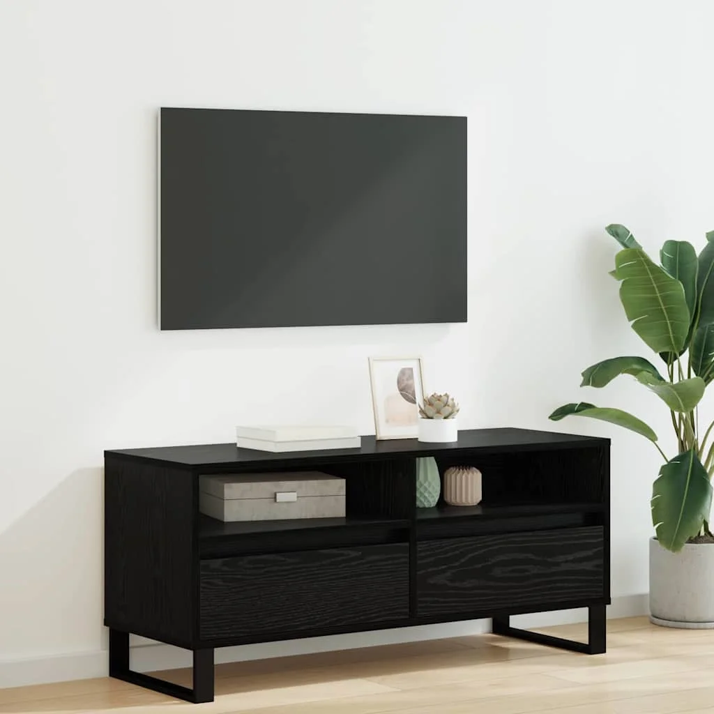 TV szekrény Fekete tölgy 100 x 34,5 x 44,5 cm Műszaki fa és vas
