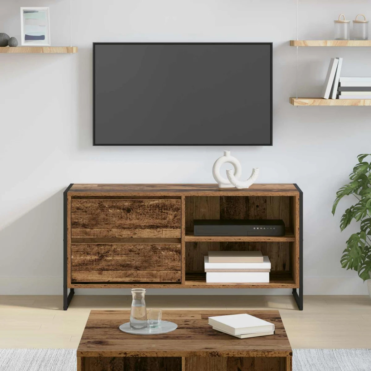 TV szekrény fiókkal Öreg fa 100 x 36 x 49,5 cm Faanyag