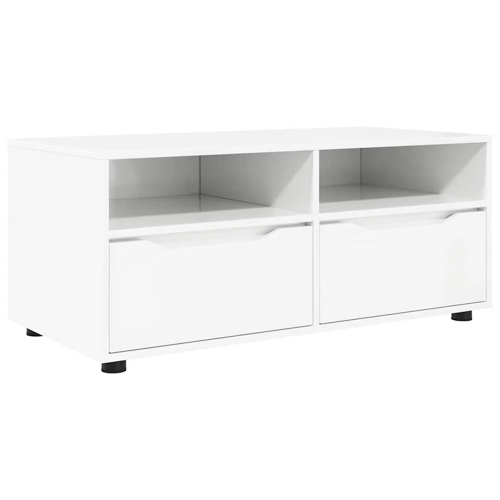 TV szekrény fiókkal Magas Fényű Fehér 100 x 48 x 43 cm Faanyag