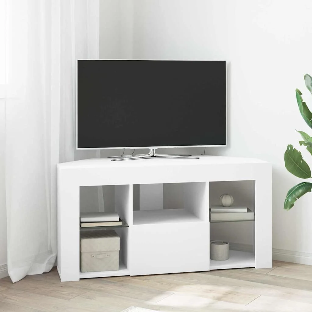 Sarok LED TV szekrény Fehér 100 x 40 x 50 cm Faanyag