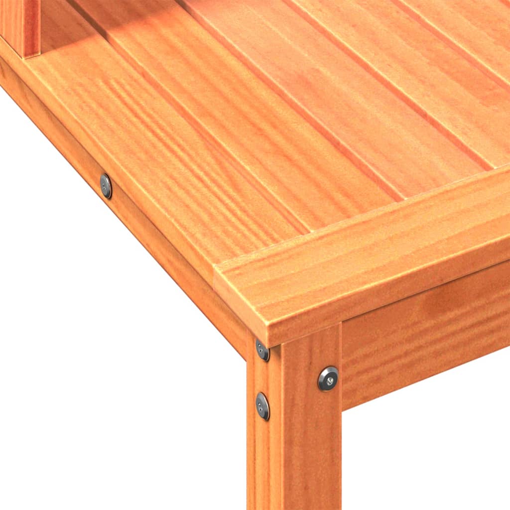 Barna tömör fenyőfa ültetőasztal polccal 82,5 x 50 x 109,5 cm