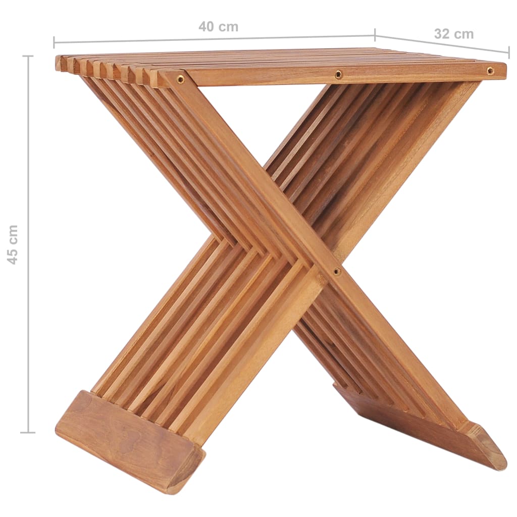 összecsukható tömör tíkfa ülőke 40 x 32 x 45 cm