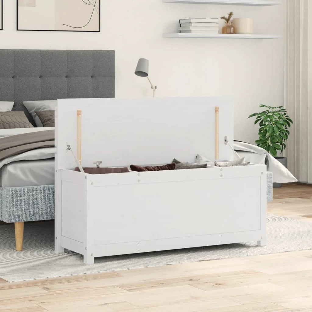 Fehér tömör fenyőfa pad 110 x 41 x 76,5 cm