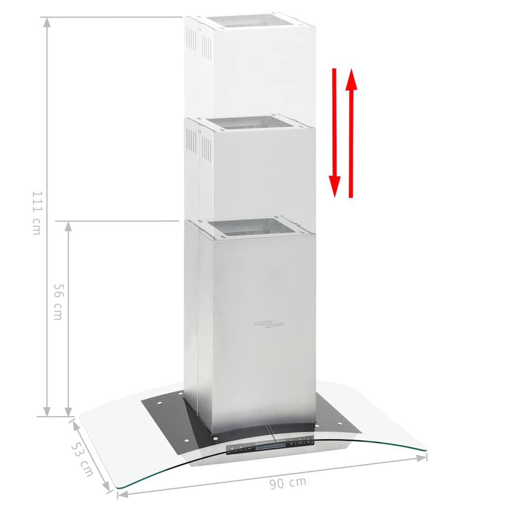 érintős sziget páraelszívó LCD-kijelzővel 90 cm 756 m³/óra LED