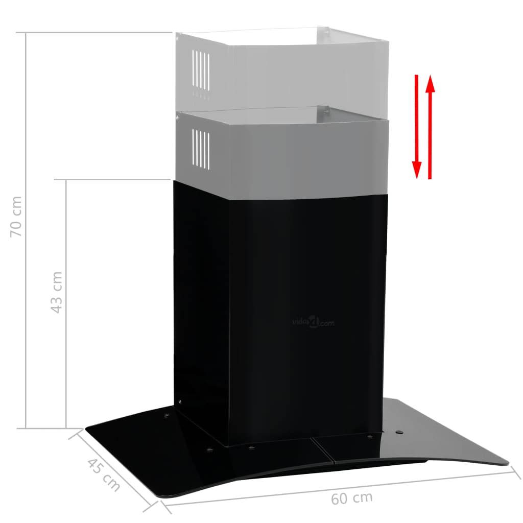 Fekete rozsdamentes acél fali páraelszívó 756 m³/óra 60 cm