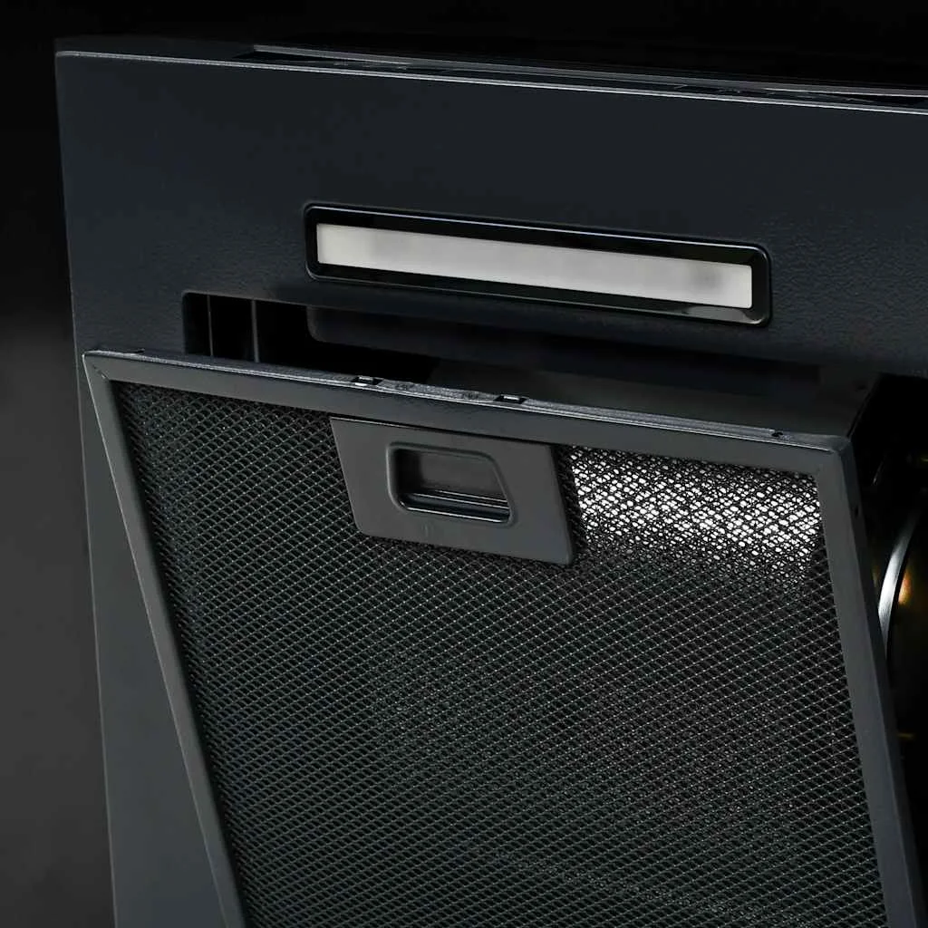 Fekete rozsdamentes acél fali páraelszívó 756 m³/óra 60 cm