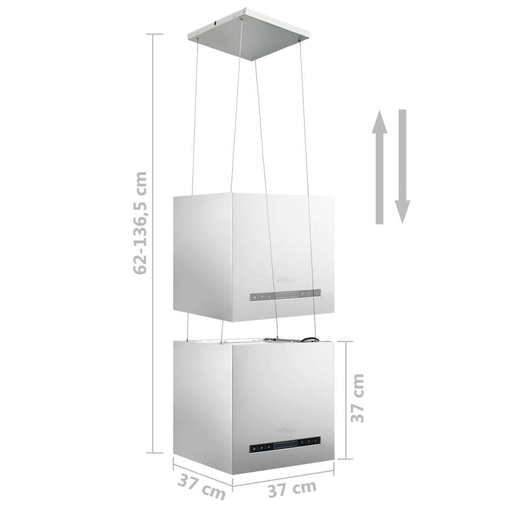 Rozsdamentes acél LCD érintőképernyős sziget páraelszívó 37 cm