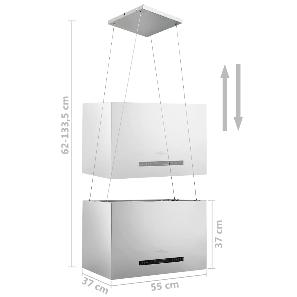 Rozsdamentes acél LCD érintőképernyős sziget páraelszívó 55 cm