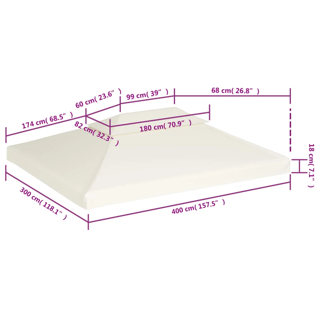 Krémfehér csere pavilon ponyvatető 310 g / m² 3 x 4 m