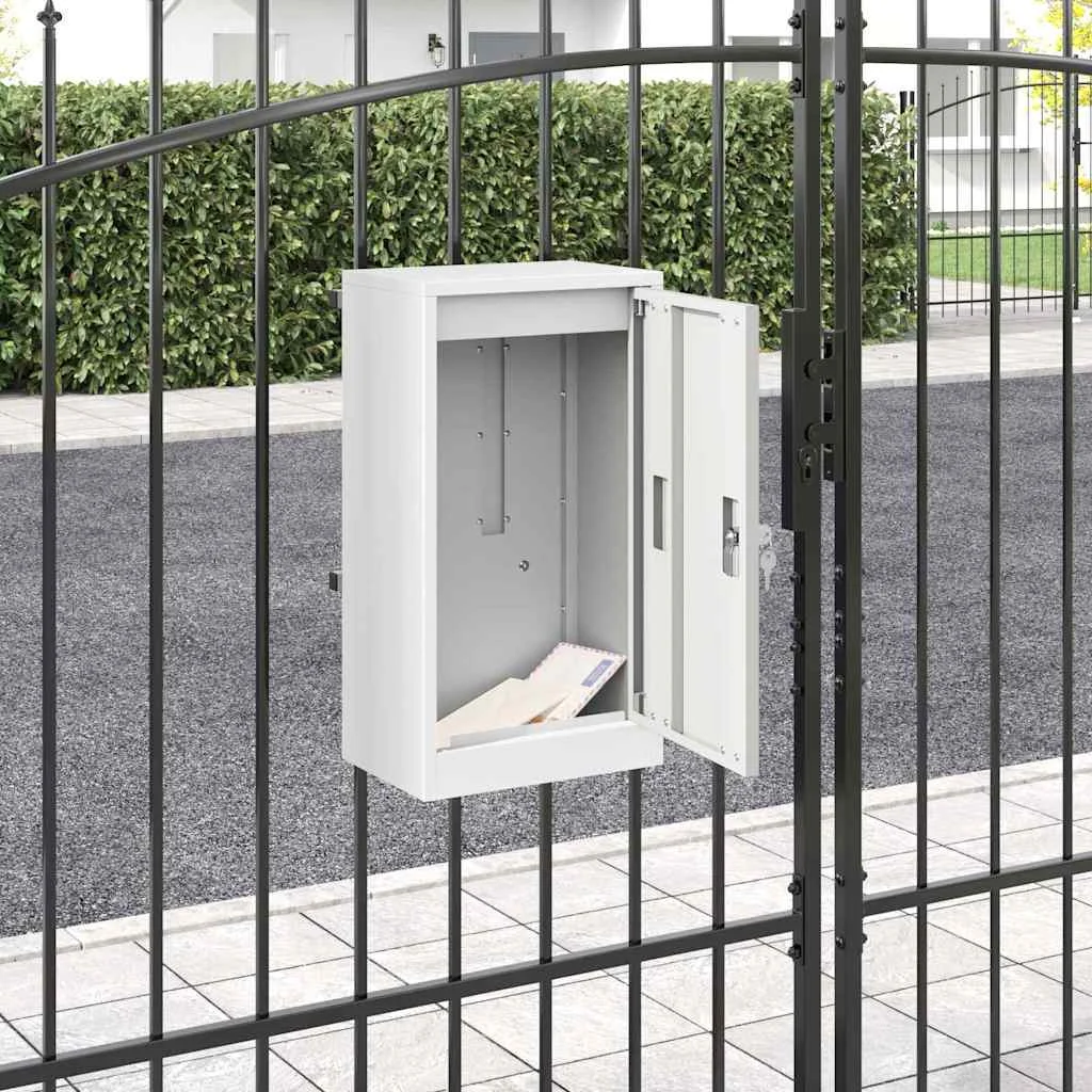 Postaláda tárolóval ajtóval zárral Fehér 30 x 20 x 55 cm Acél