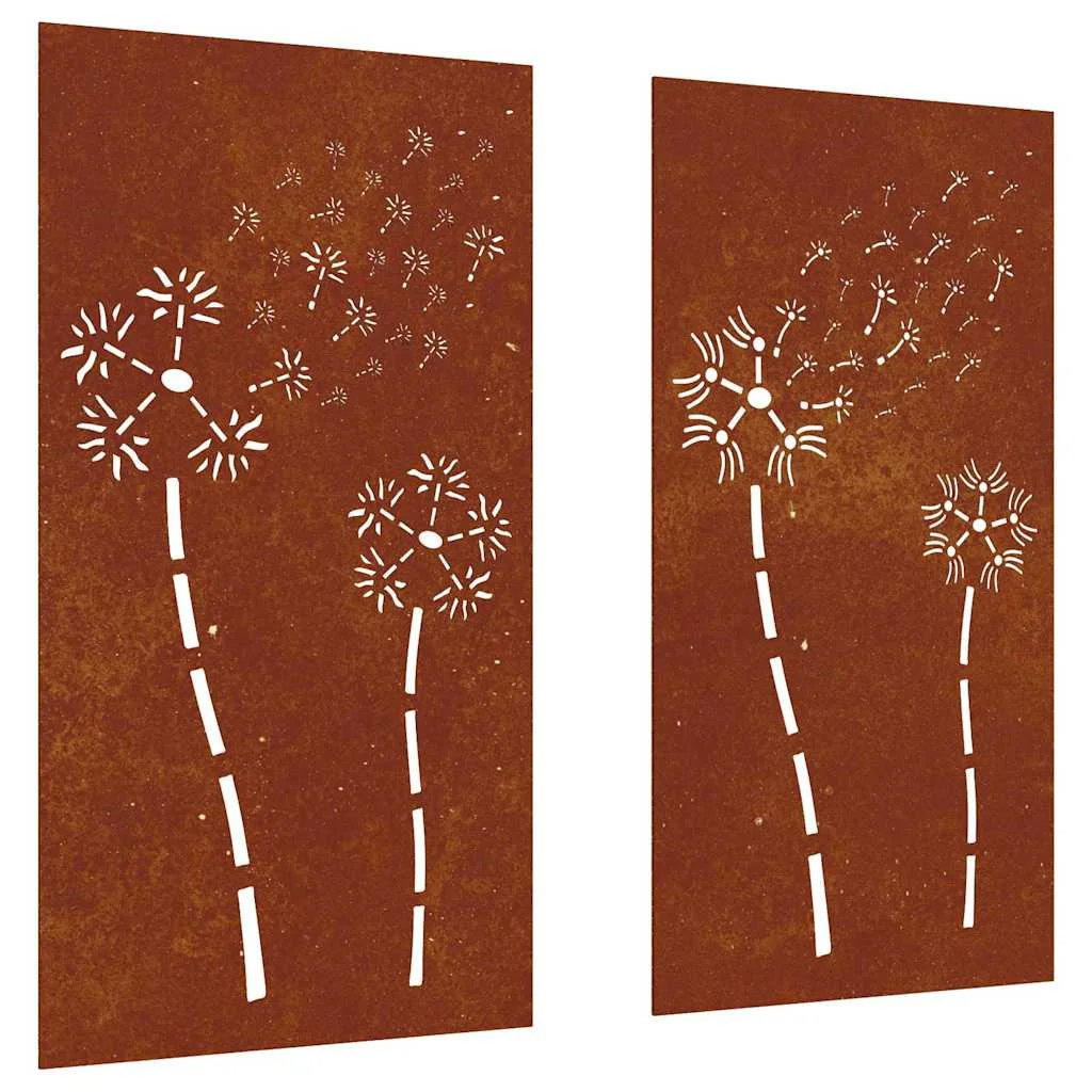 2 db virágmintás corten acél kerti faldísz 105 x 55 cm