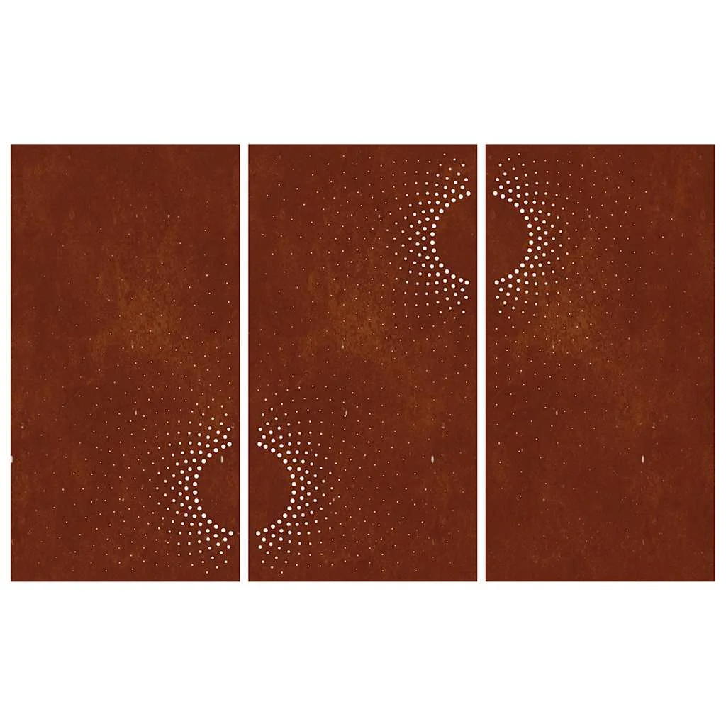 3 db napmintás corten acél kerti faldísz 105 x 55 cm