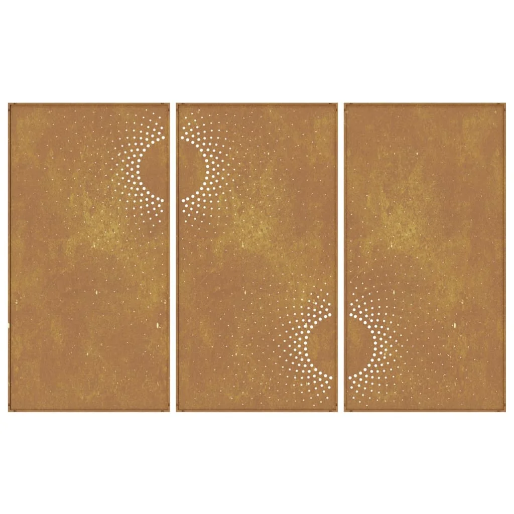 3 db napmintás corten acél kerti faldísz 105 x 55 cm