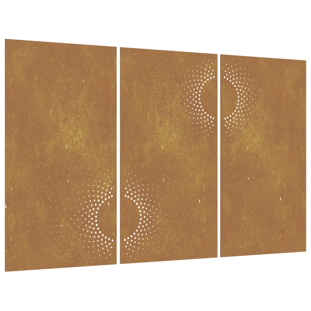 3 db napmintás corten acél kerti faldísz 105 x 55 cm