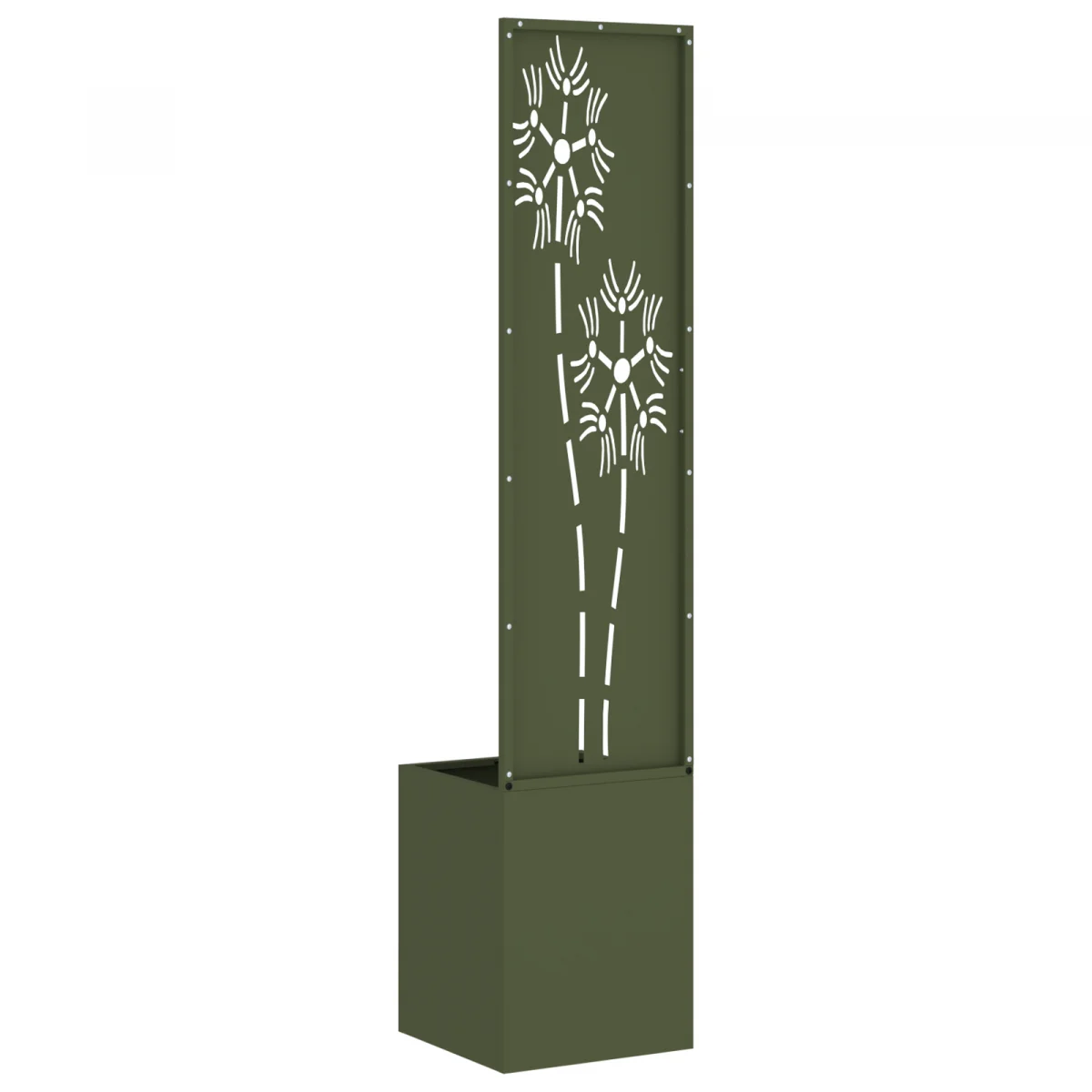 Kerti Cserepes Növény Tartó Dekoratív Panellel Olívazöld