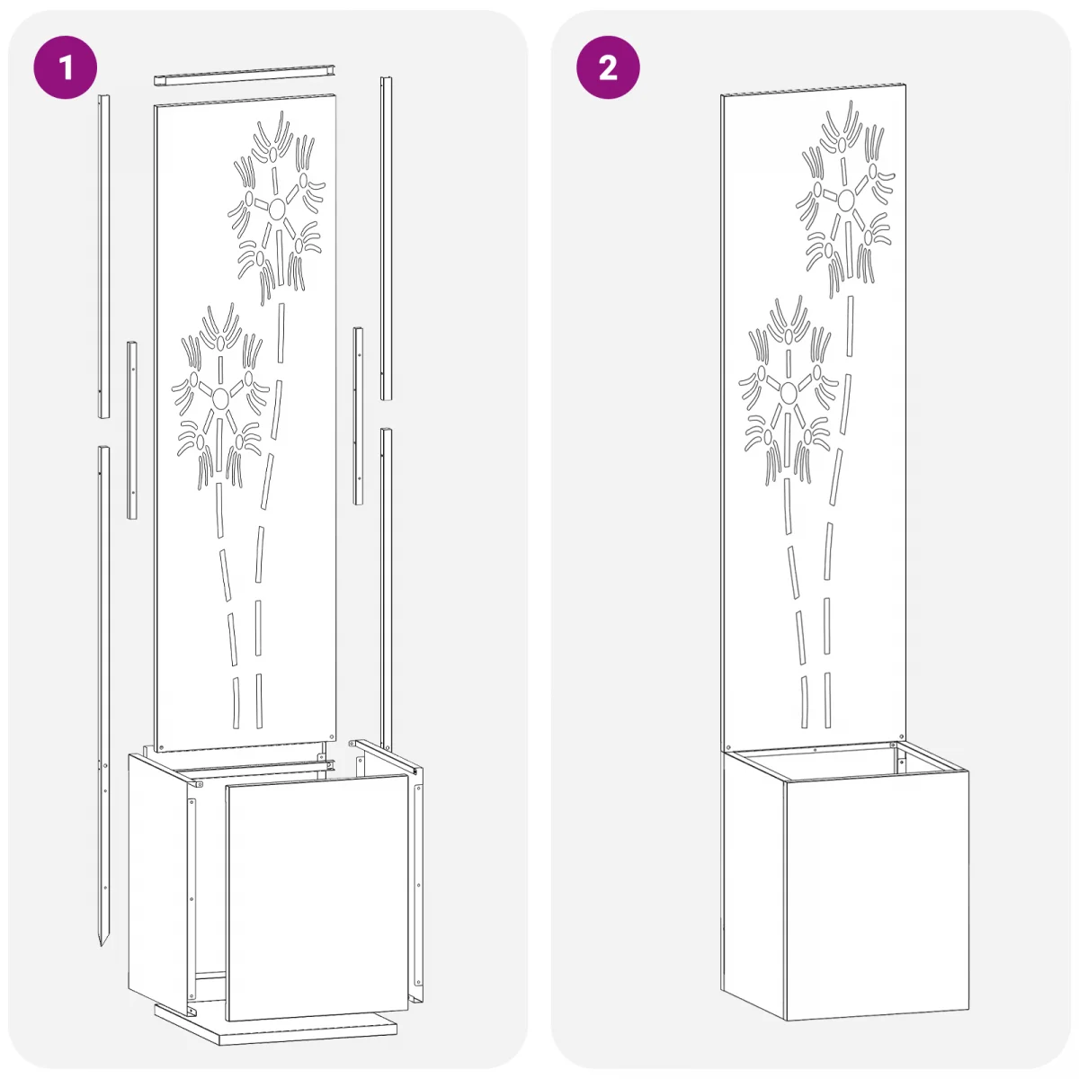 Kerti Cserepes Növény Tartó Dekoratív Panellel Olívazöld