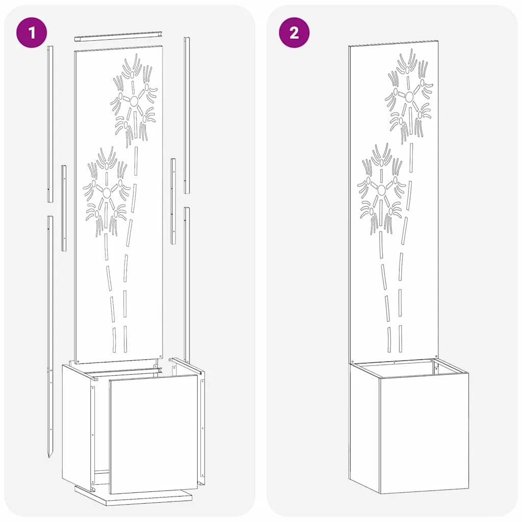 Kerti Cserepes Növény Tartó Dekoratív Panellel Ezüst