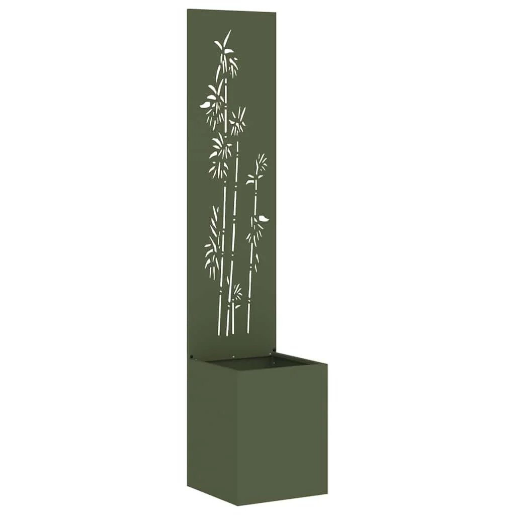 Kerti Cserepes Növény Tartó Dekoratív Panellel Oliva zöld