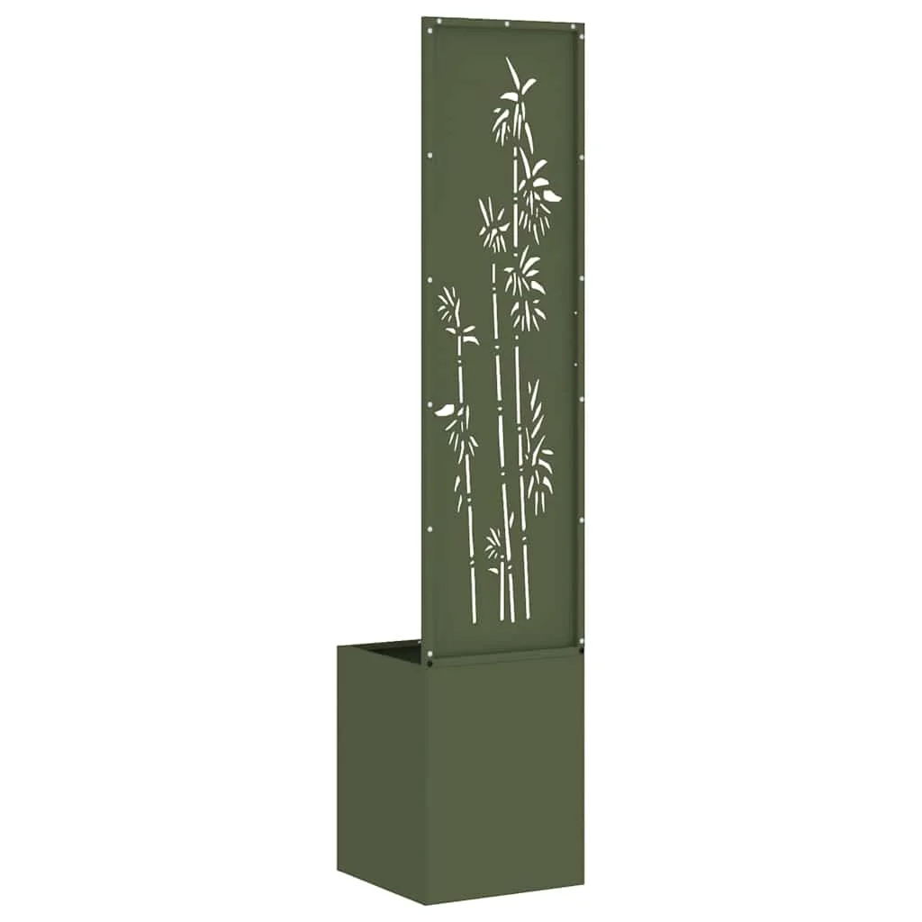 Kerti Cserepes Növény Tartó Dekoratív Panellel Oliva zöld