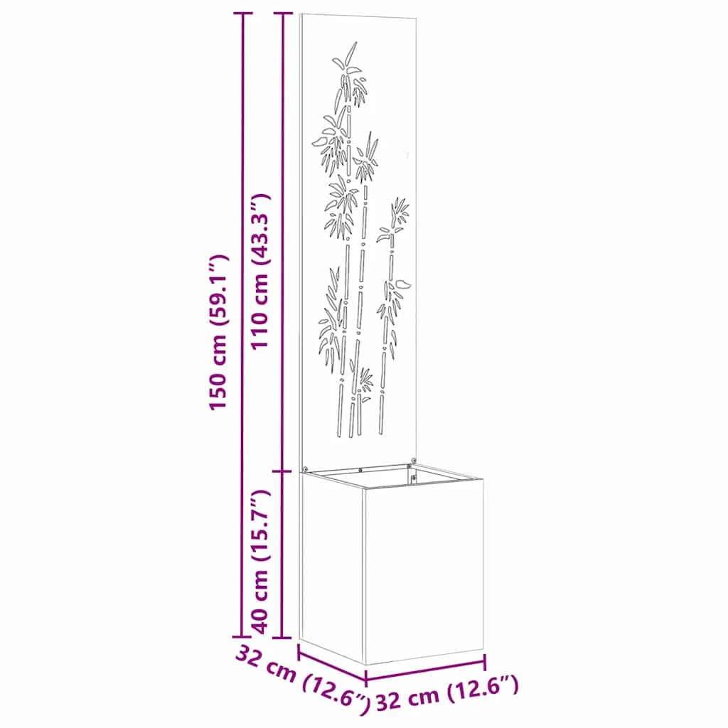 Kerti Cserepes Növény Tartó Dekoratív Panellel Rozsdás