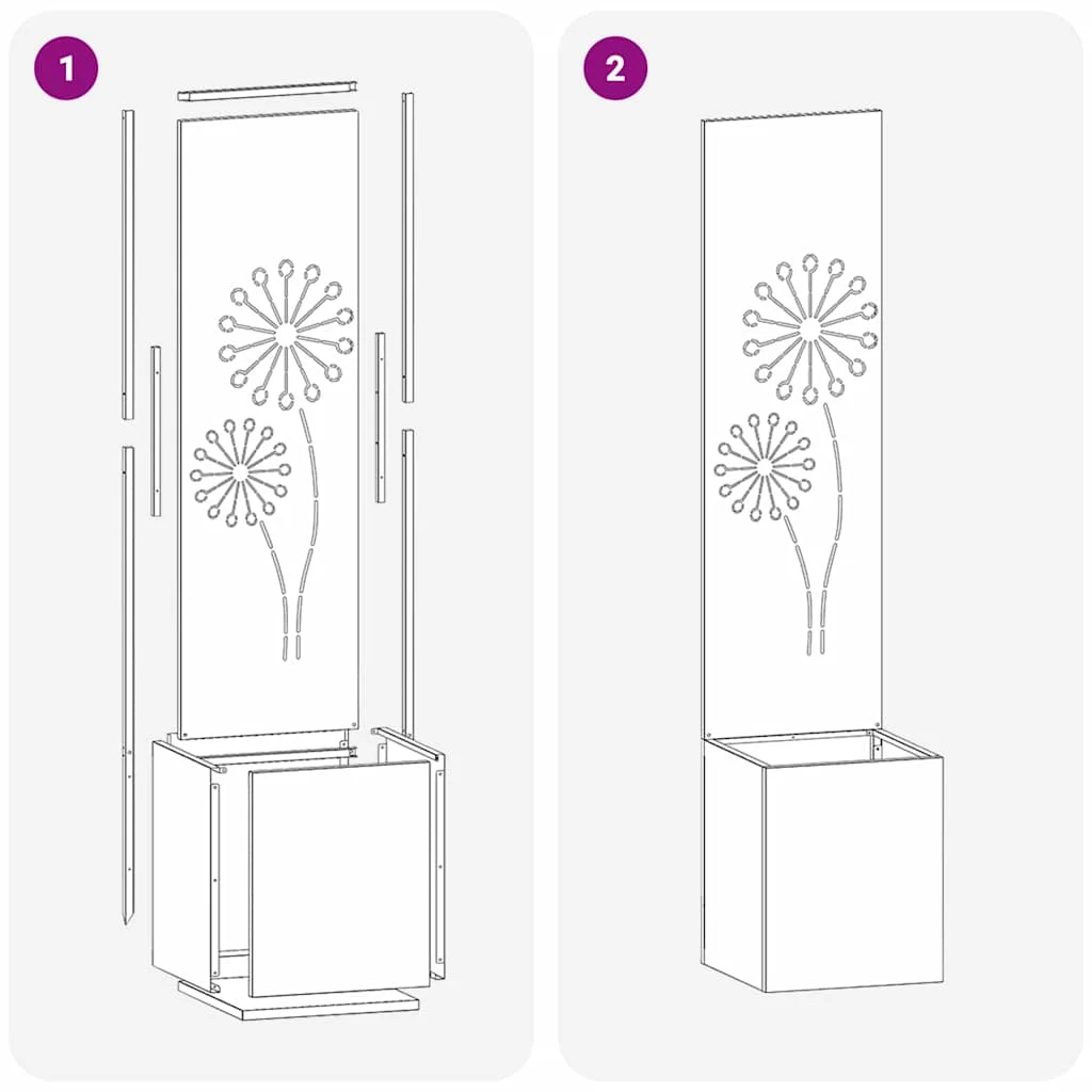 Kerti Cserepes Növény Tartó Dekoratív Panellel Rozsdás