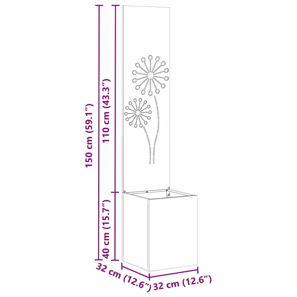 Kerti Cserepes Növény Tartó Dekoratív Panellel Rozsdás
