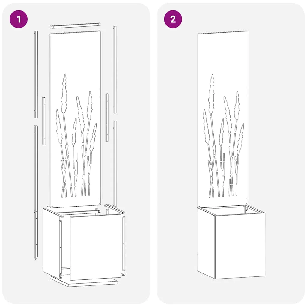 Kerti Cserepes Növény Tartó Dekoratív Panellel Fekete