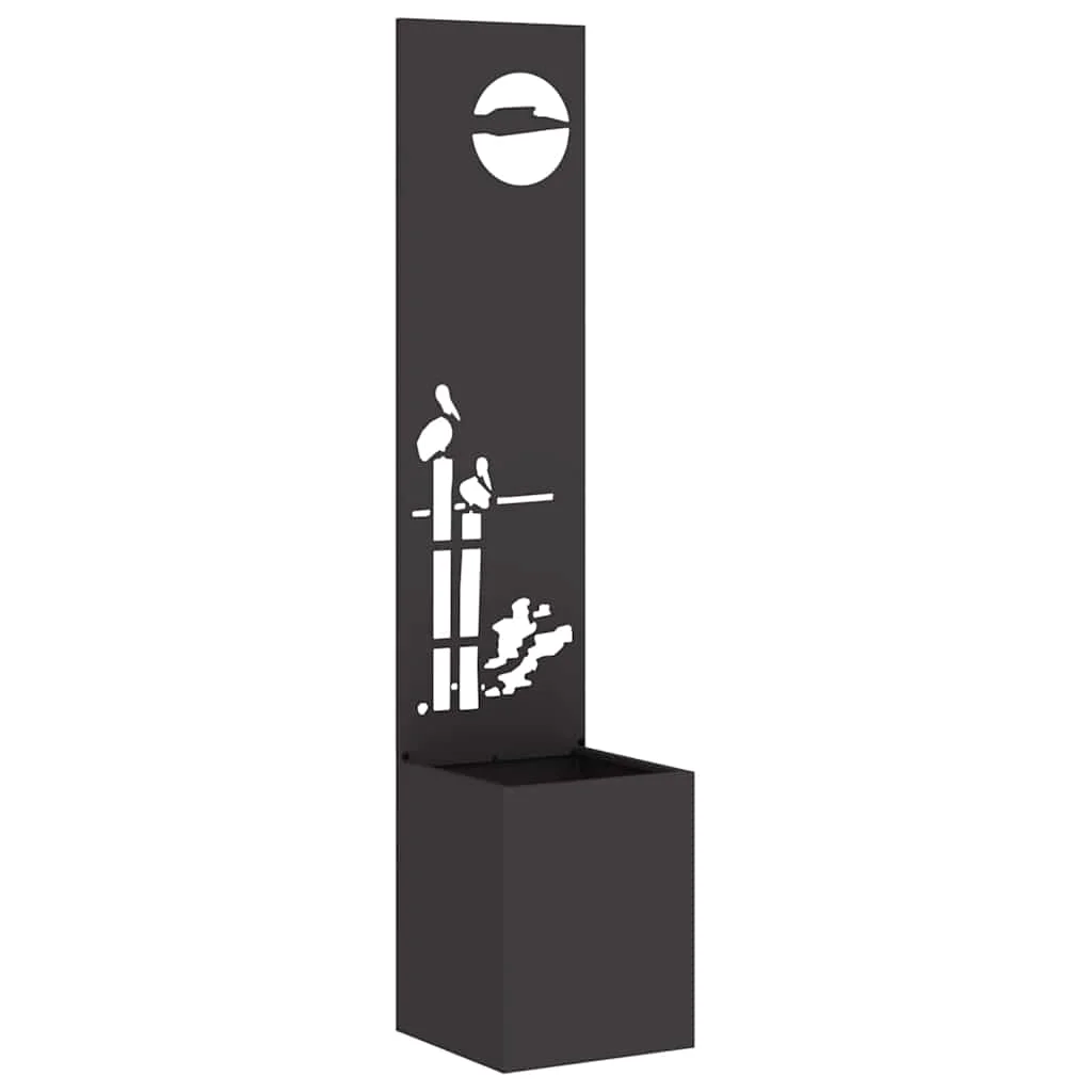 Kerti Cserepes Növény Tartó Dekoratív Panellel Fekete