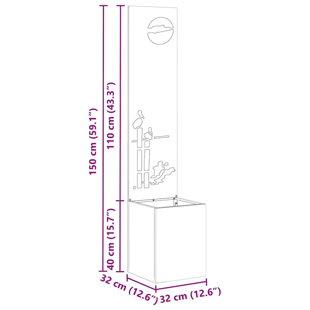 Kerti Cserepes Növény Tartó Dekoratív Panellel Fekete