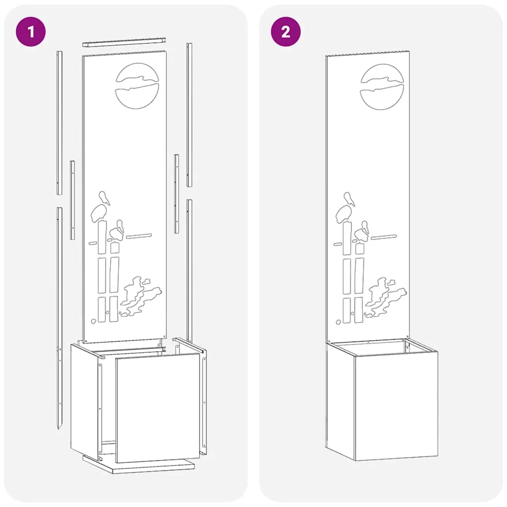 Kerti Cserepes Növény Tartó Dekoratív Panellel Fekete