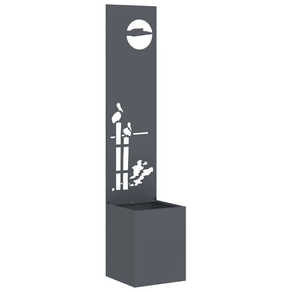 Kerti Cserepes Növény Tartó Dekoratív Panellel Antracit