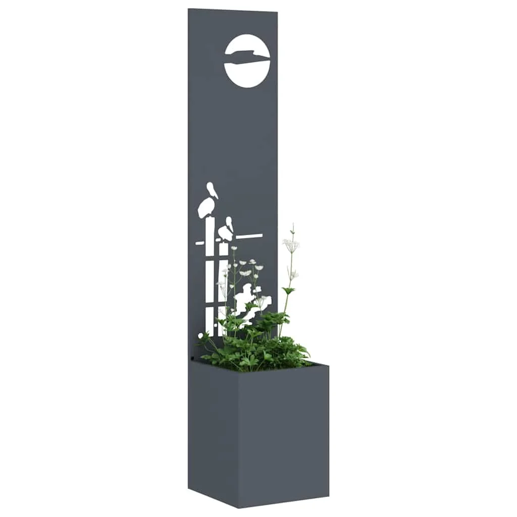 Kerti Cserepes Növény Tartó Dekoratív Panellel Antracit