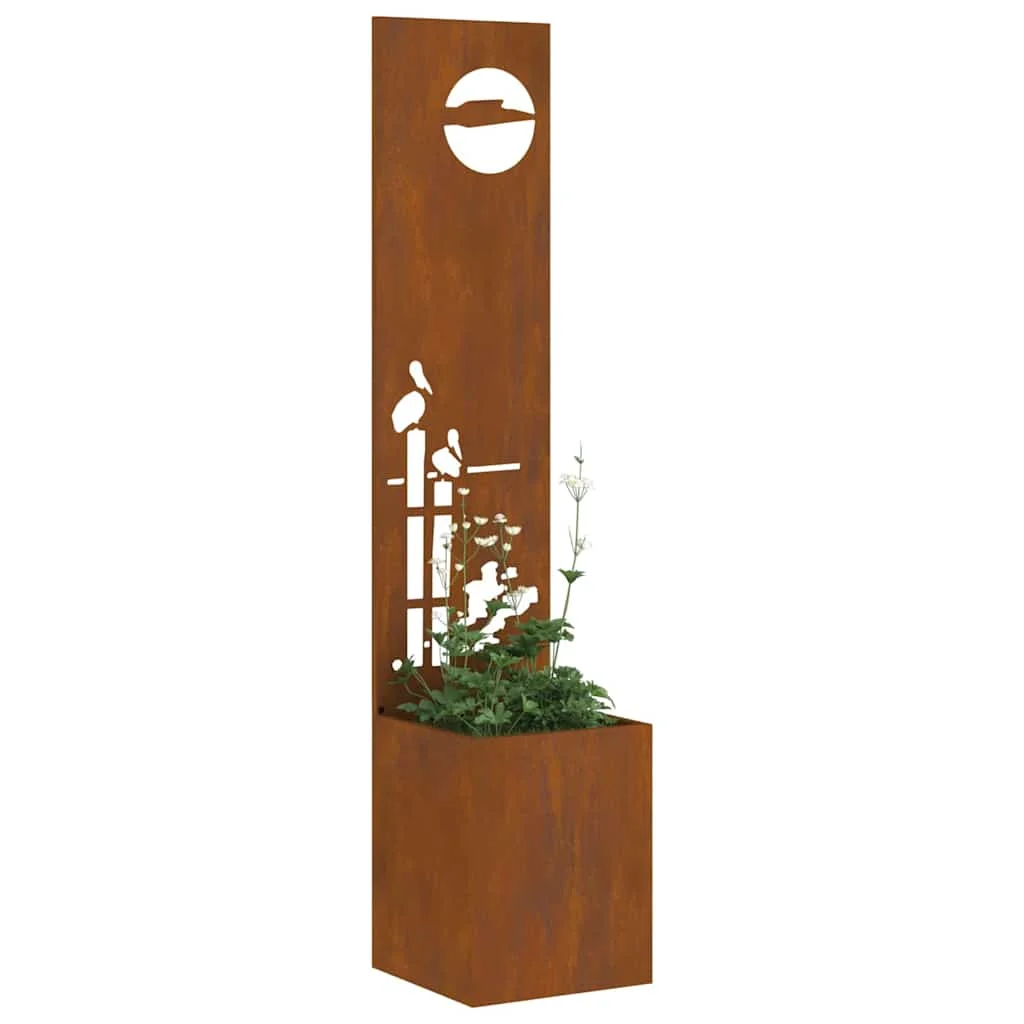 Kerti Cserepes Növény Tartó Dekoratív Panellel Rozsdás