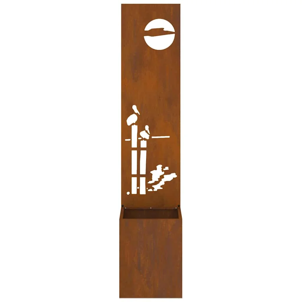 Kerti Cserepes Növény Tartó Dekoratív Panellel Rozsdás