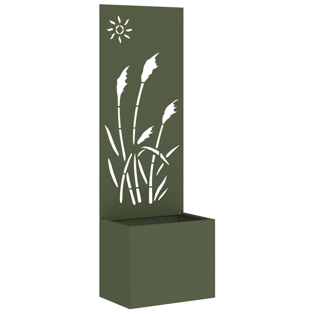 Kerti Cserepes Növény Tartó Dekoratív Panellel Oliva zöld