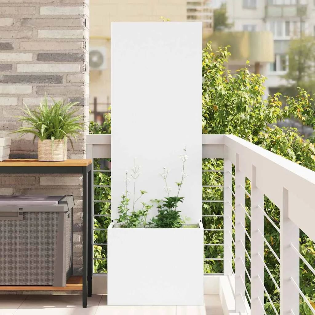 Kerti Cserepes Növény Tartó Dekoratív Panellel Fehér