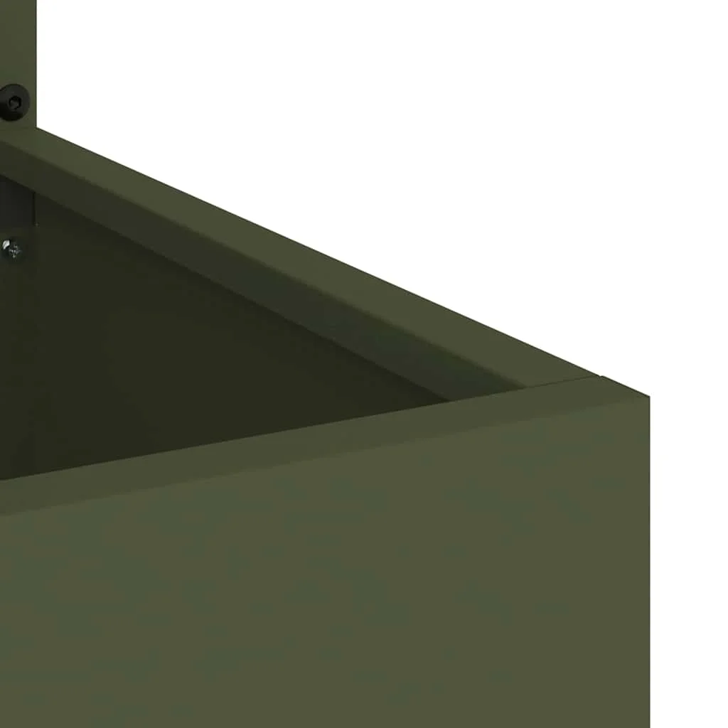 Kerti Cserepes Növény Tartó Dekoratív Panellel Oliva zöld