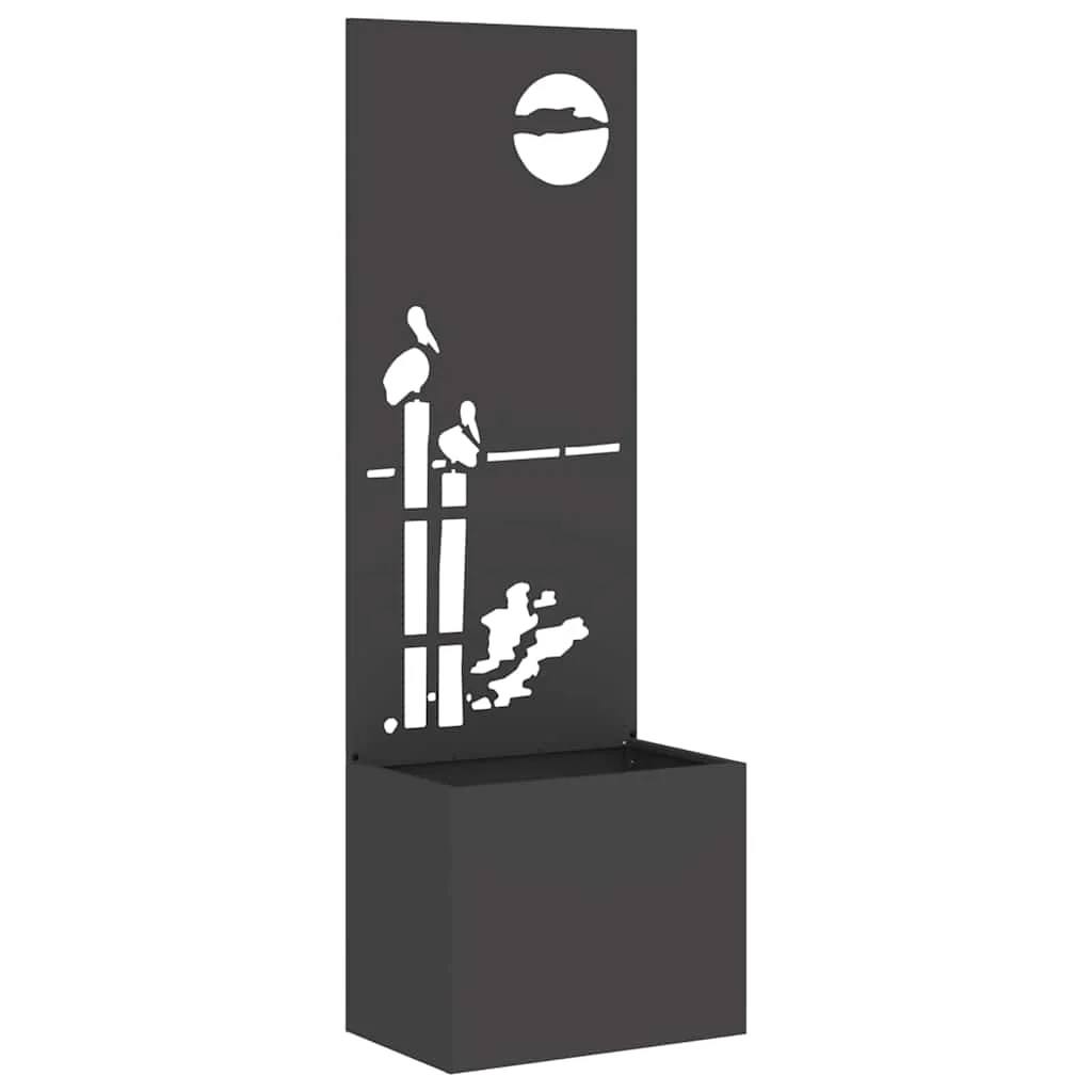 Kerti Cserepes Növény Tartó Dekoratív Panellel Fekete