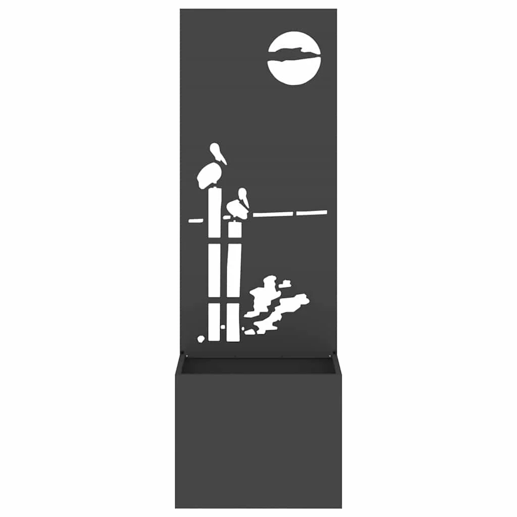 Kerti Cserepes Növény Tartó Dekoratív Panellel Fekete