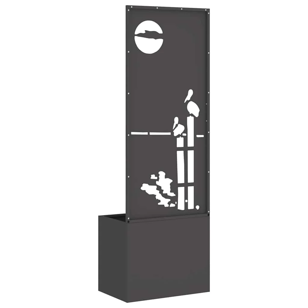 Kerti Cserepes Növény Tartó Dekoratív Panellel Fekete