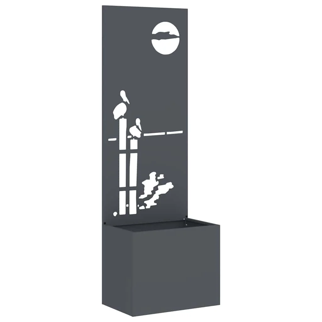 Kerti Cserepes Növény Tartó Dekoratív Panellel Antracit