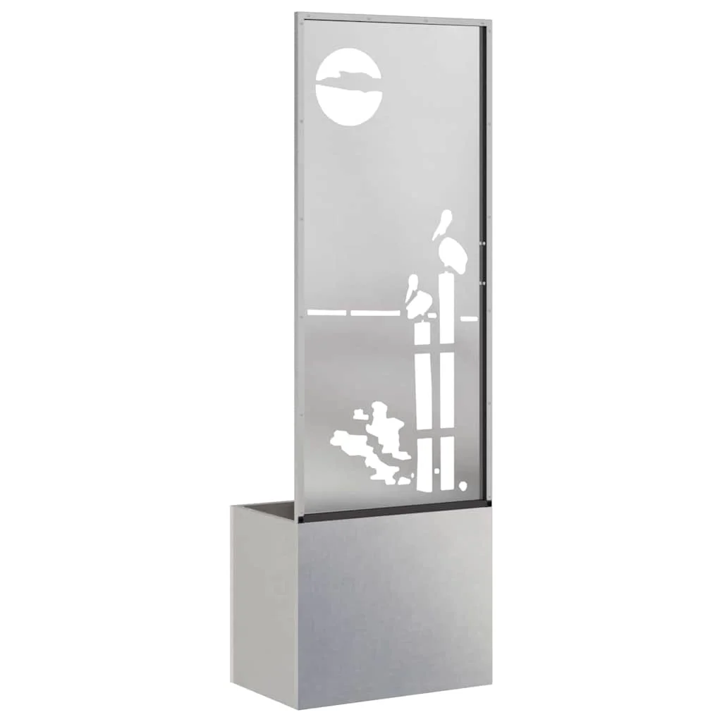 Kerti Cserepes Növény Tartó Dekoratív Panellel Ezüst